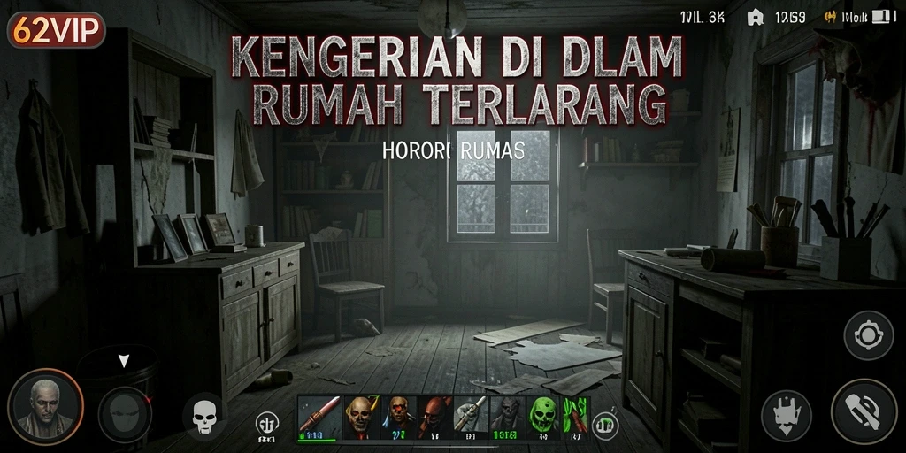 Antarmuka seram dan menegangkan dalam game 62VIP.