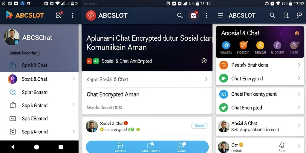 Tampilan antarmuka pengguna aplikasi Chat Encrypted ABCSLOT yang aman.