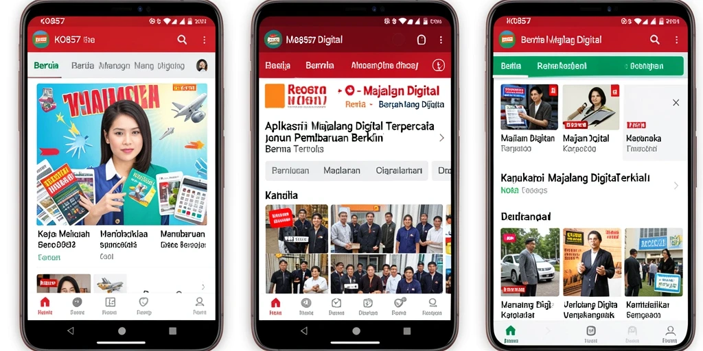 Tampilan antarmuka aplikasi Majalah Digital KO857 yang menarik dan informatif.