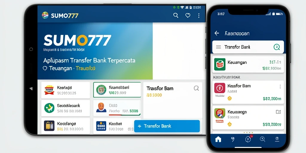 Antarmuka aplikasi SUMO777 untuk transfer bank yang mudah digunakan.